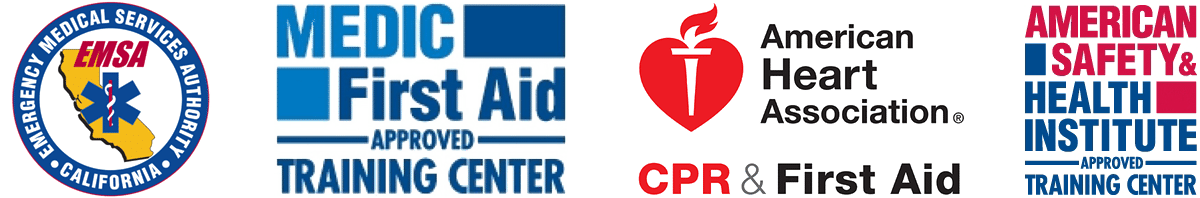 Partners Logos Image - EMSA, Medic First-Aid Training, American Heart Association, American Safety and Health Institute
